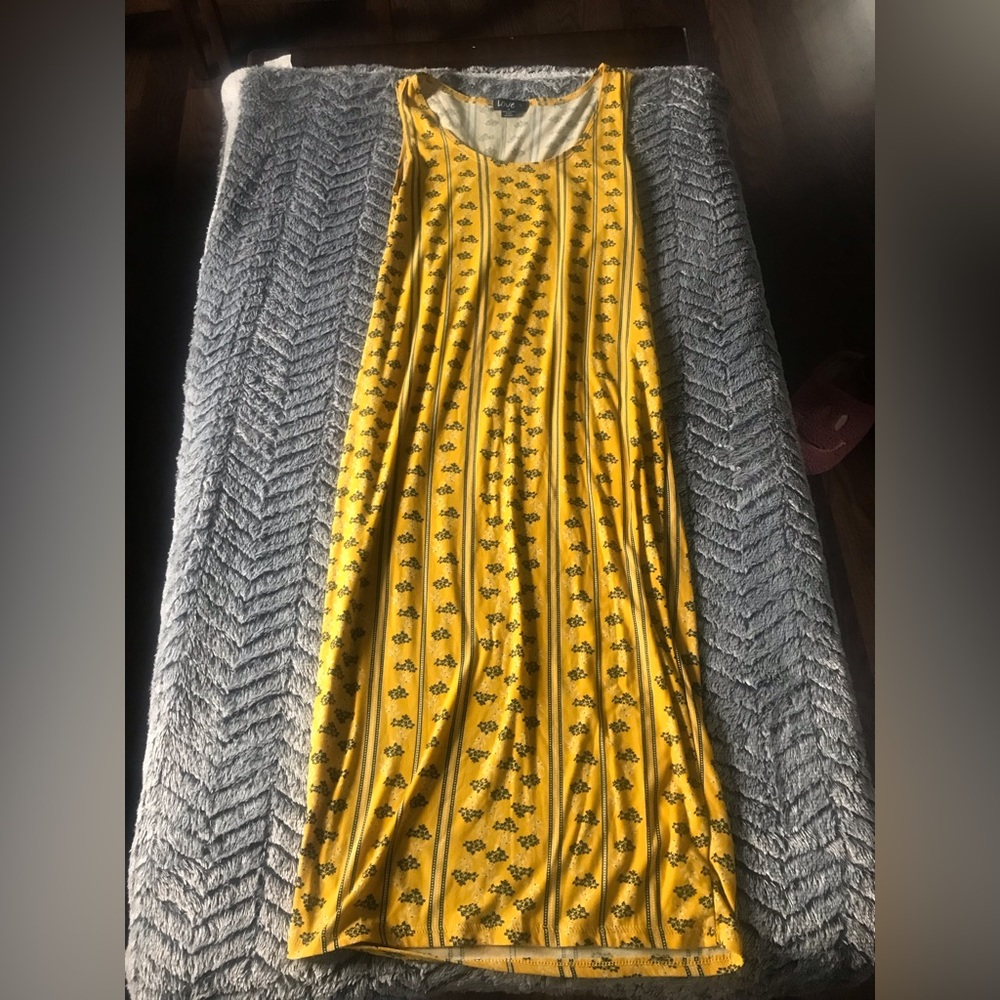 Yellow blue floral long dress